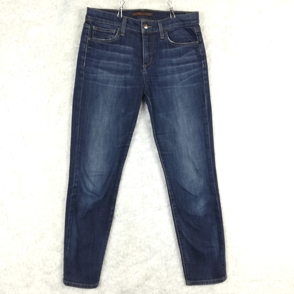Joe's Womens Jeans Straight Ankle Denim Blue Whiskering Stone Wash Mid Rise 28